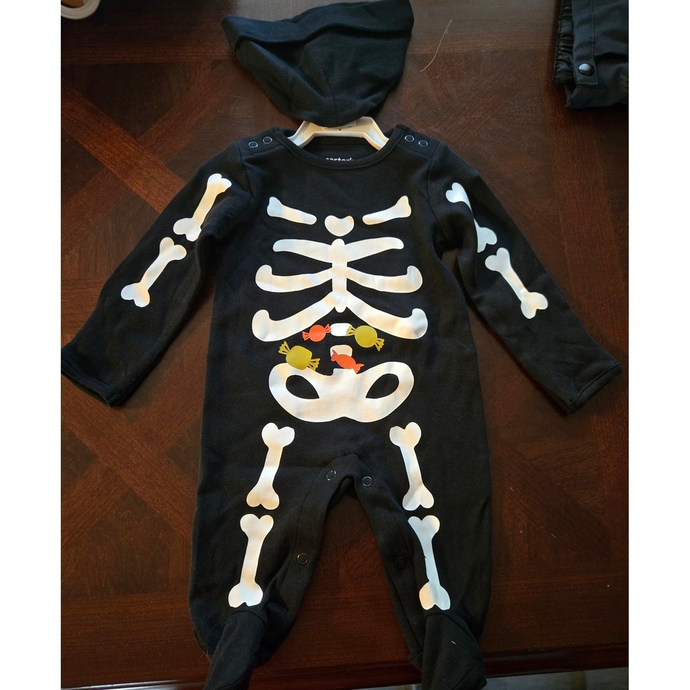 Carters Just One You Baby Skeleton Halloween Sleeper with Hat Black 3 Months